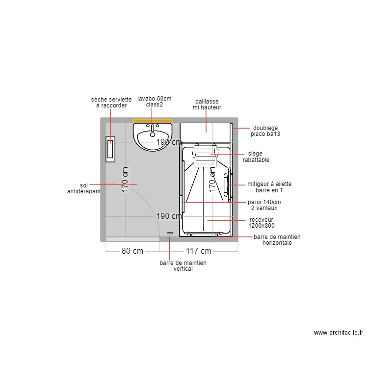 tiliouine. Plan de 1 pièce et 3 m2