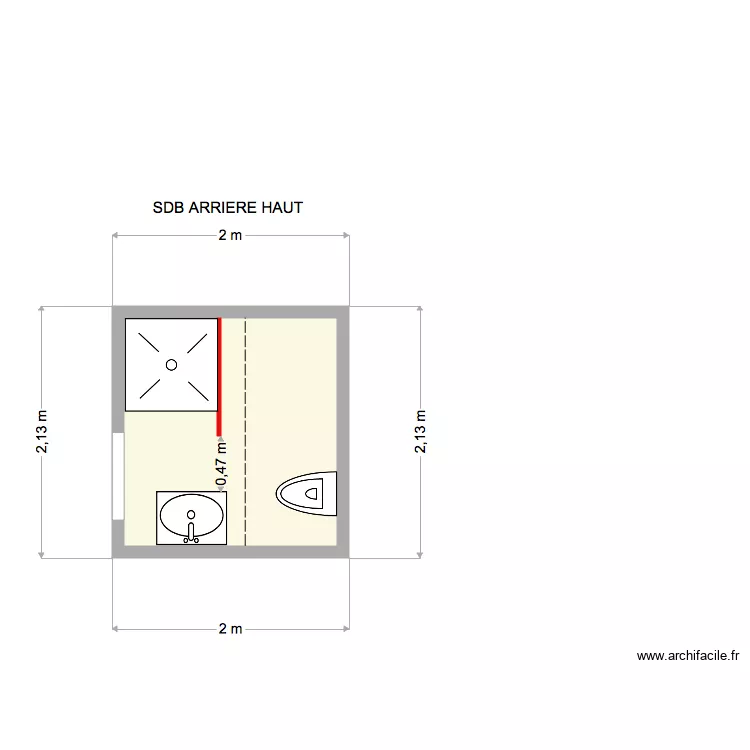 ARRIERE HAUT SALLE DE BAIN. Plan de 