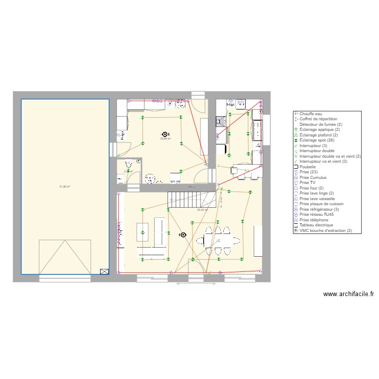 maison. Plan de 4 pièces et 133 m2