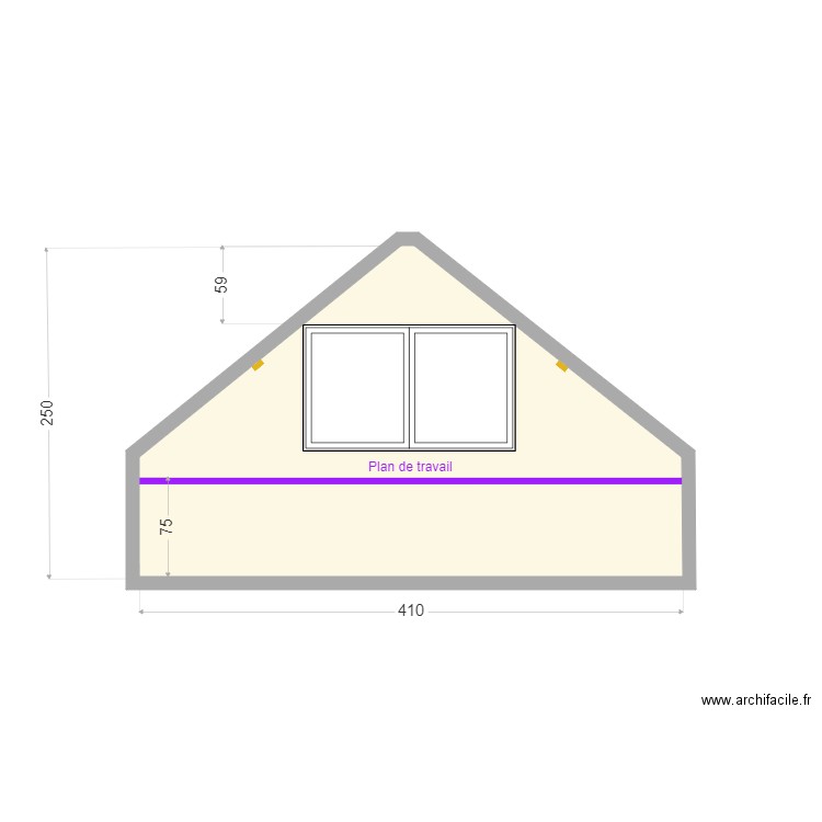 Bureaux pignon sud V01. Plan de 1 pièce et 7 m2