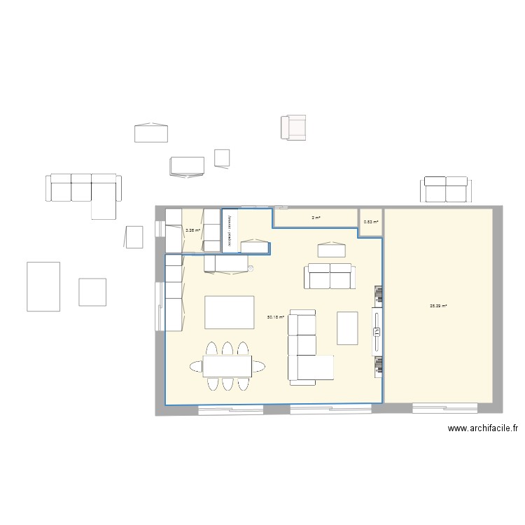 Cuisine salon 4. Plan de 0 pièce et 0 m2