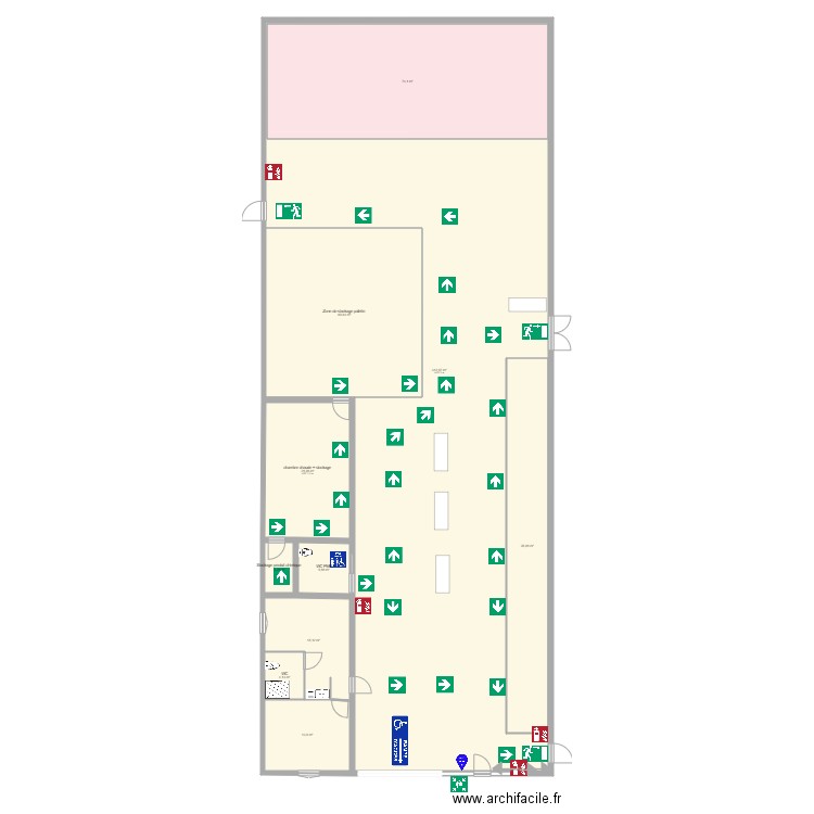 Plan évacuation brasserie . Plan de 10 pièces et 588 m2