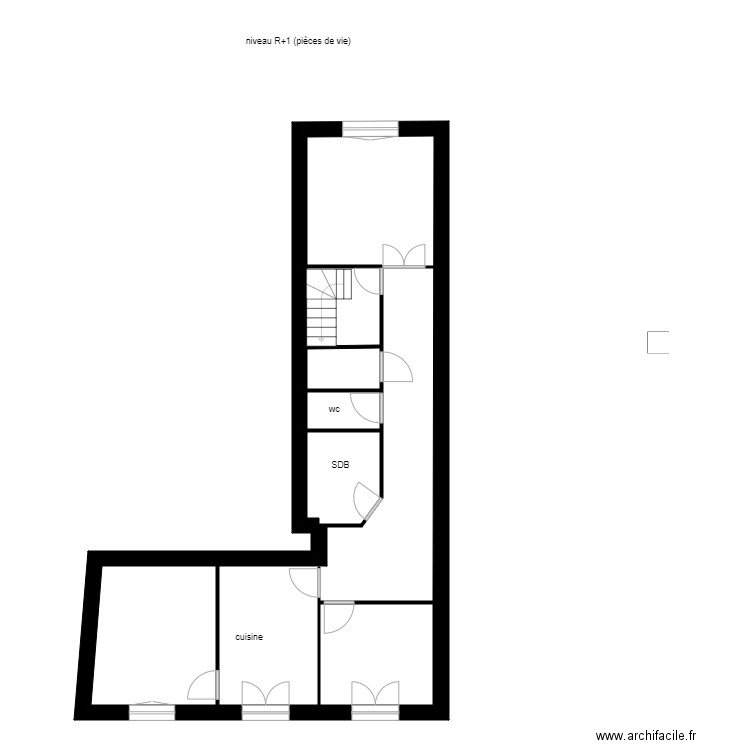 BRUNEL etage. Plan de 7 pièces et 72 m2