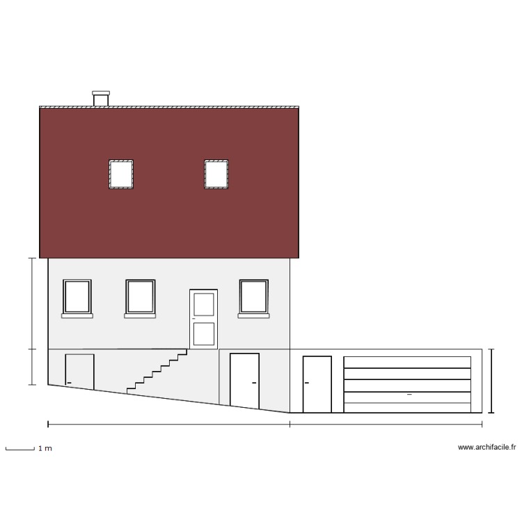 Plan face Nord après modification. Plan de 0 pièce et 0 m2