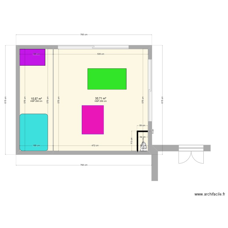 win4. Plan de 2 pièces et 42 m2