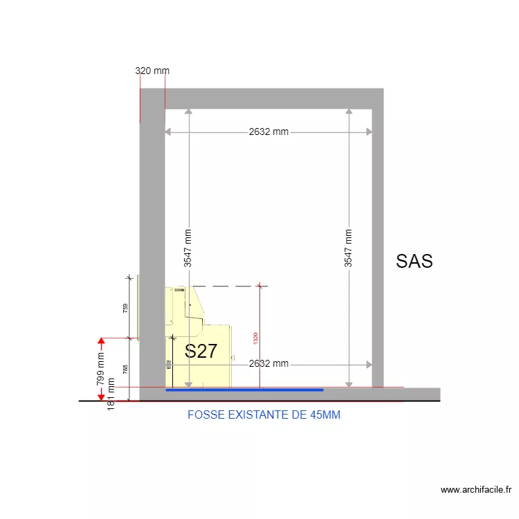 COUPE PROJET LANCON S27. Plan de 