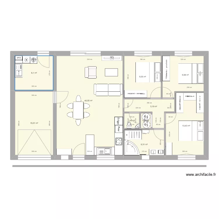 PLANS SYL & SANDY 3ch 8,50m * 15m BIS. Plan de 