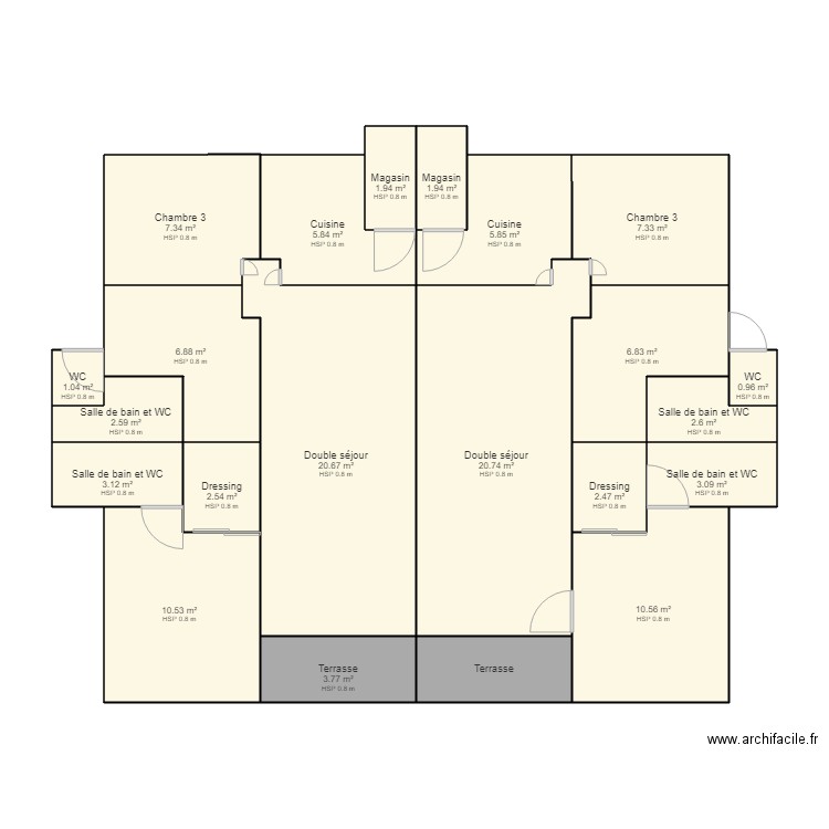 Appartement 3 Chambres à coucher. Plan de 0 pièce et 0 m2