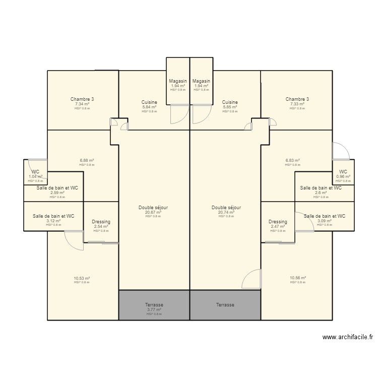 Appartement 3 Chambres à coucher. Plan de 0 pièce et 0 m2