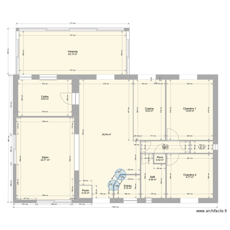 Maison transformations S cuisine. Plan de 13 pièces et 128 m2