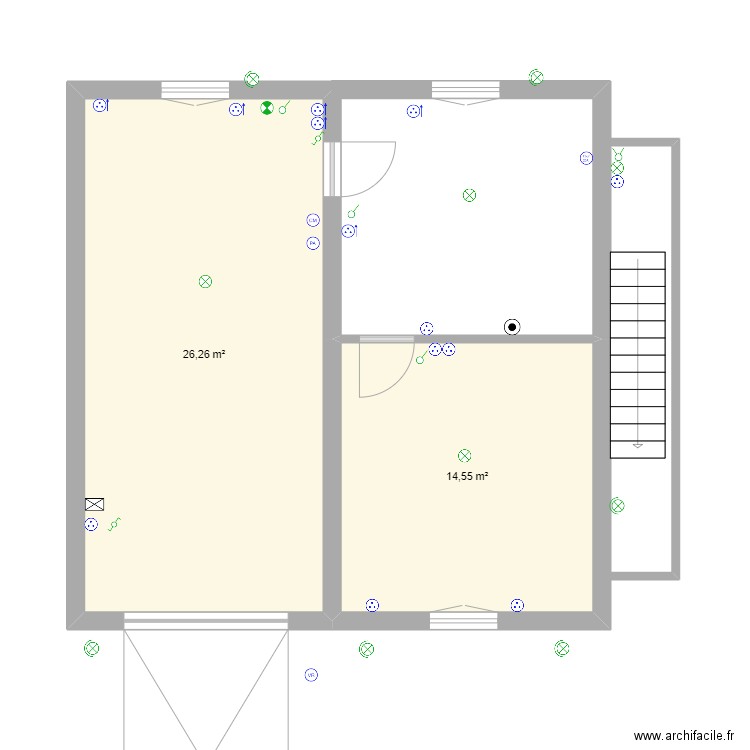 garage. Plan de 2 pièces et 41 m2