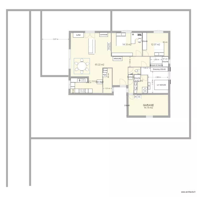  maison terrain 3 espondelhian avec chemin. Plan de 