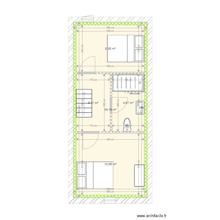 GRANGE ETAGE. Plan de 5 pièces et 63 m2