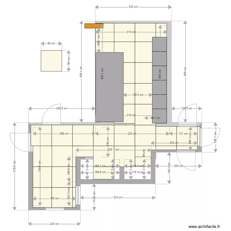 CARRELAGE CUISINE 90x90. Plan de 