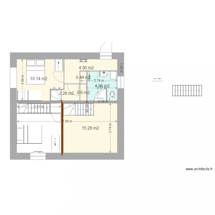 grange V28 1 er étage 1 janv  cotes sdb modifiées. Plan de 0 pièce et 0 m2