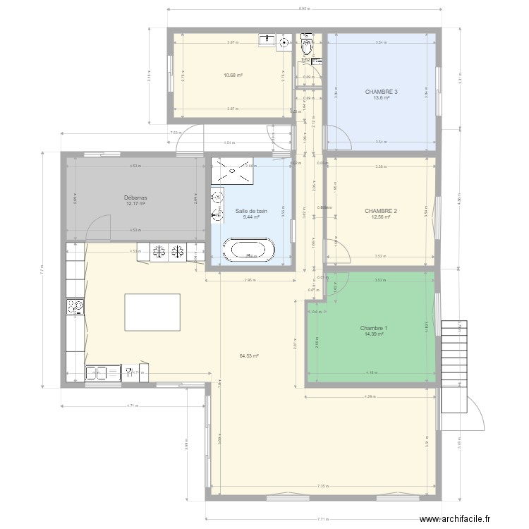 extension DERRIERE 3. Plan de 0 pièce et 0 m2