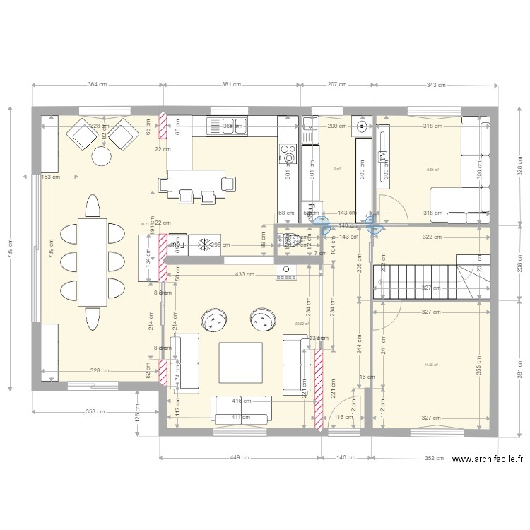 détail pièces de vie essai7. Plan de 0 pièce et 0 m2