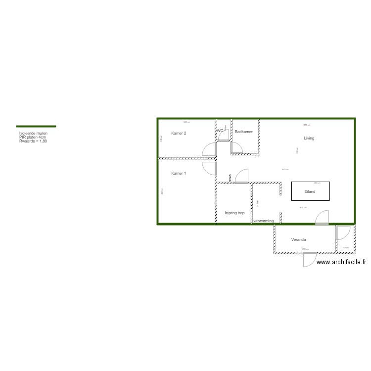 Plan Fonson10 isolation. Plan de 8 pièces et 82 m2