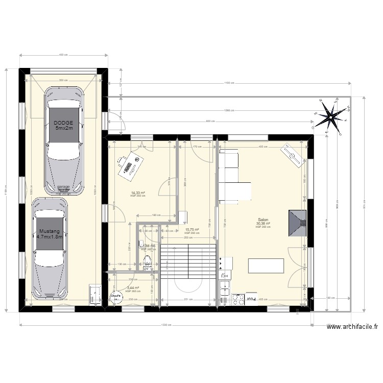 elts projet V3. Plan de 6 pièces et 102 m2