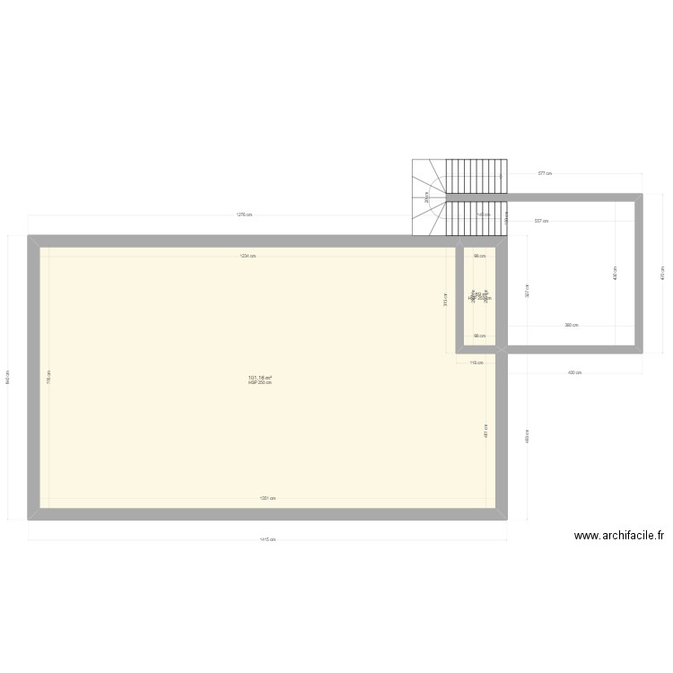 muglioni. Plan de 2 pièces et 104 m2