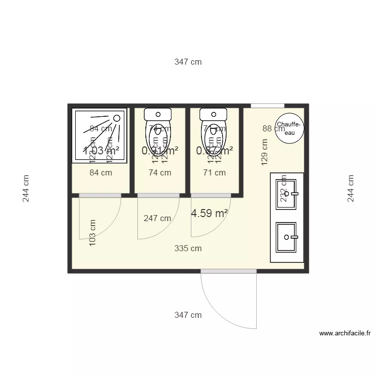 bungalow sanitaire jp. Plan de 