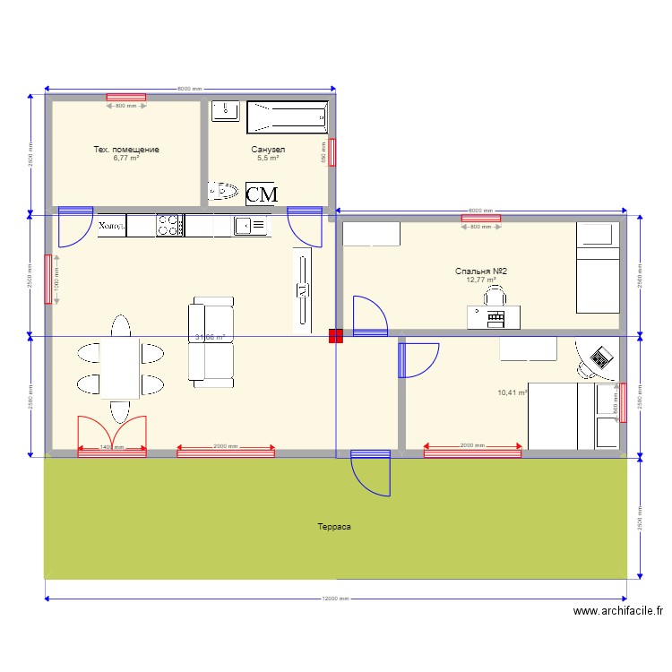 75 5. Plan de 6 pièces et 95 m2