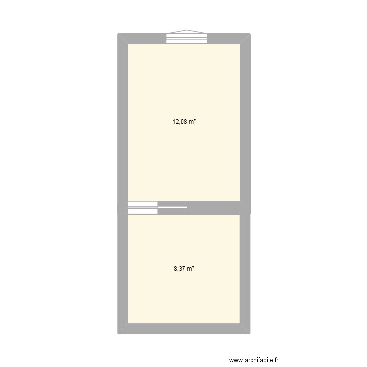 chambre. Plan de 2 pièces et 20 m2