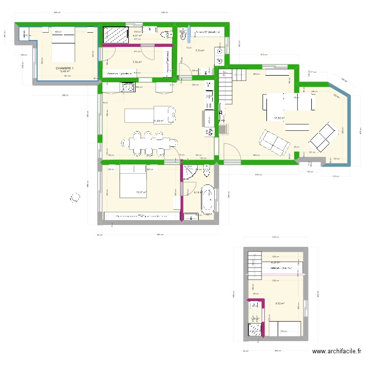 DEVOIS  1 PROJET 20 sept. Plan de 11 pièces et 138 m2