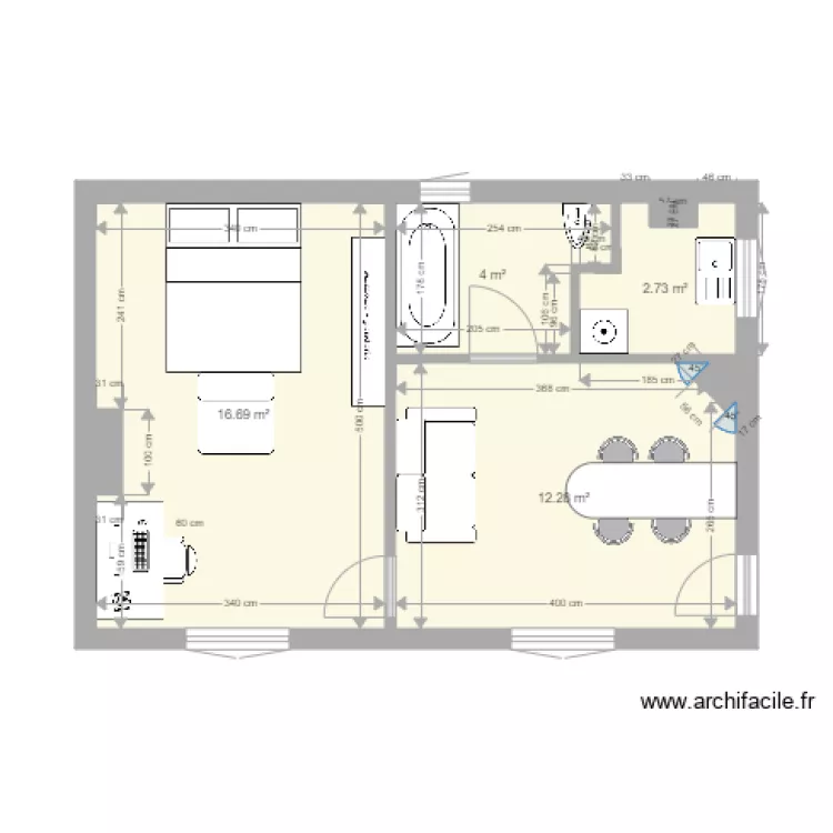 Projet Appart 36m2 actuellement. Plan de 