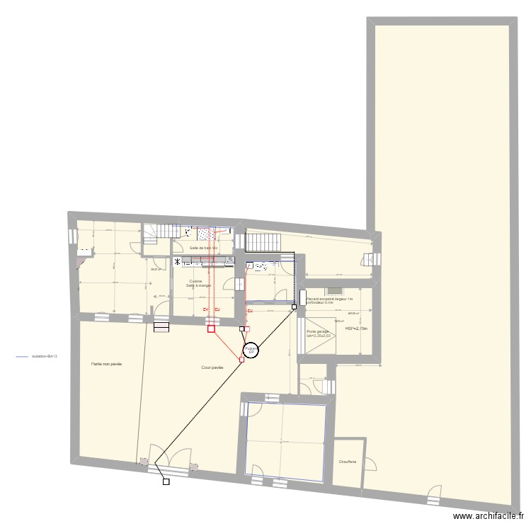 Bourron Salle de bain Rdec  Grande salle. Plan de 3 pièces et 541 m2