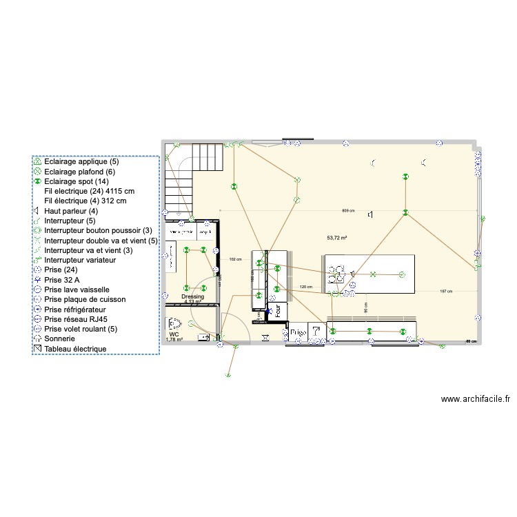Maison Plan du RDC Test Toilettes. Plan de 3 pièces et 60 m2