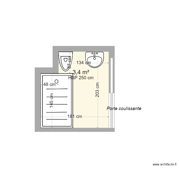 chambre 26-27 après. Plan de 1 pièce et 3 m2