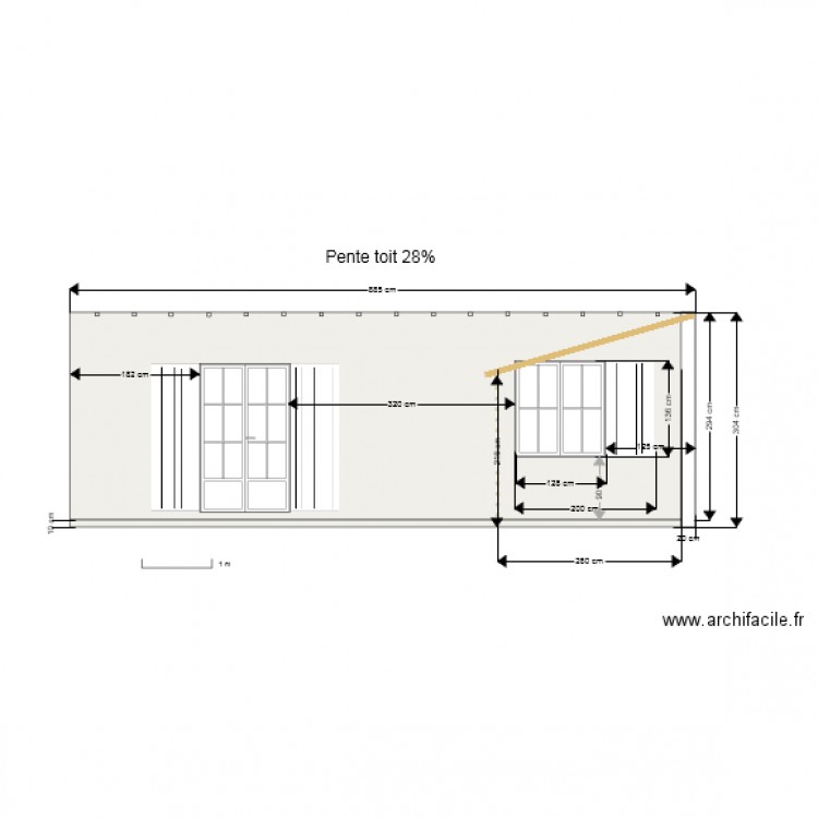 Pente toit  28 pour 100 . Plan de 0 pièce et 0 m2