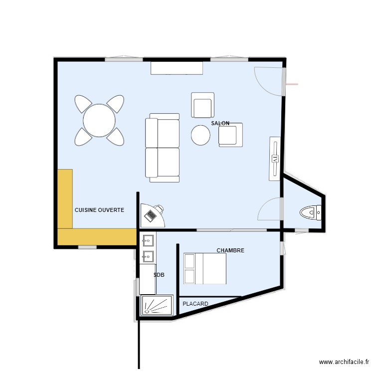 38 BALLU. Plan de 2 pièces et 100 m2