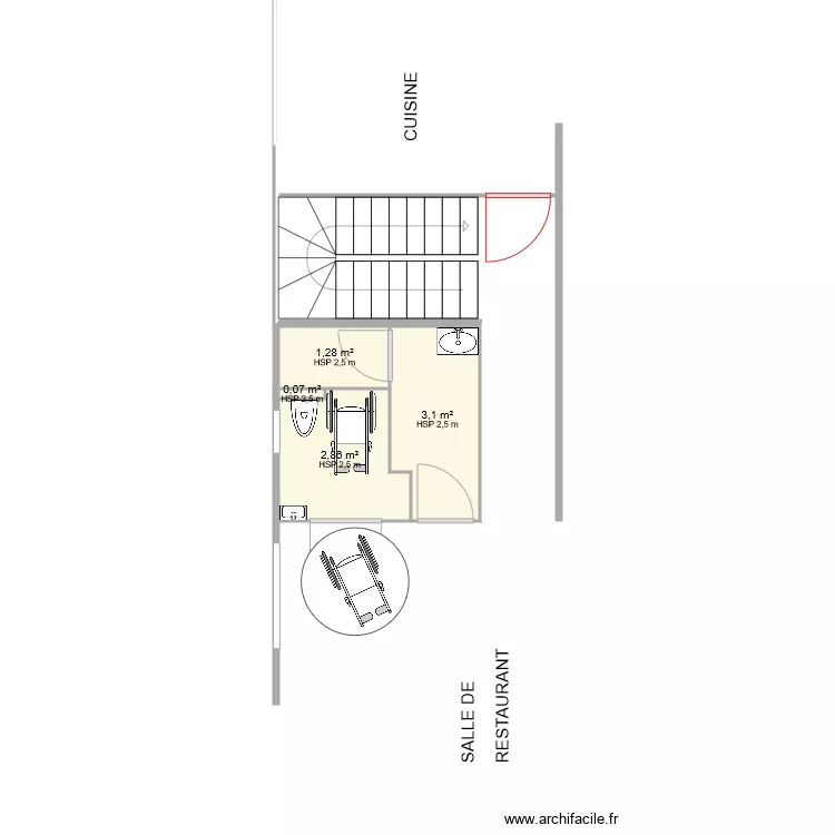 SANITAIRE AU VINTAGE sans cote. Plan de 