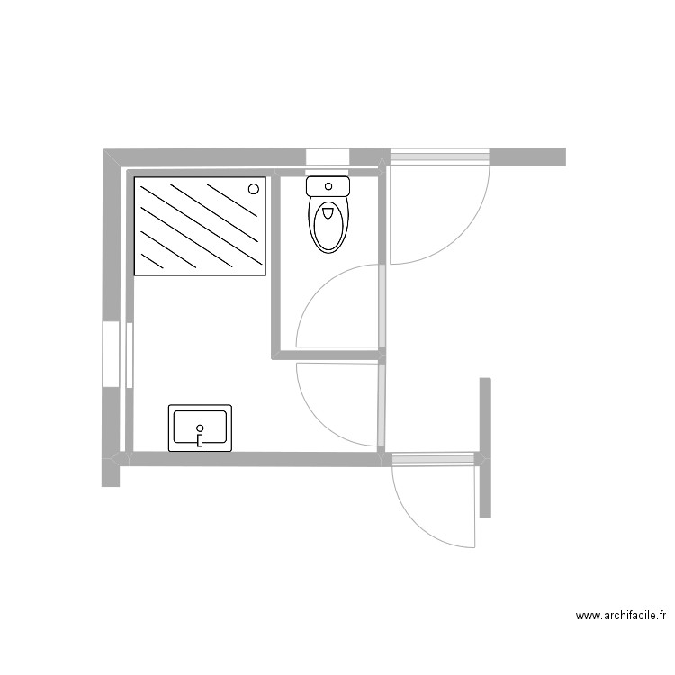 sdb-wc rdc5. Plan de 3 pièces et 6 m2