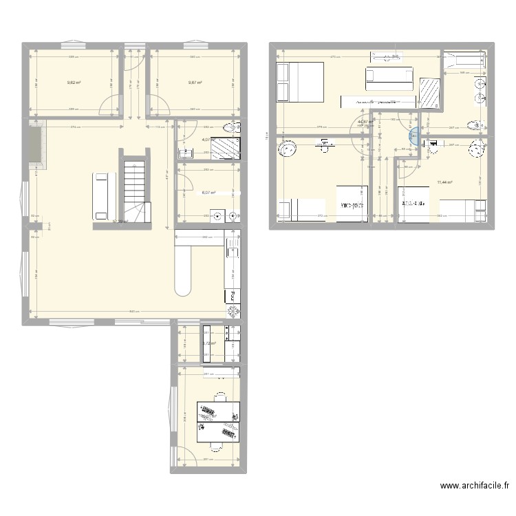 Projet Longueau proposition 2. Plan de 9 pièces et 157 m2