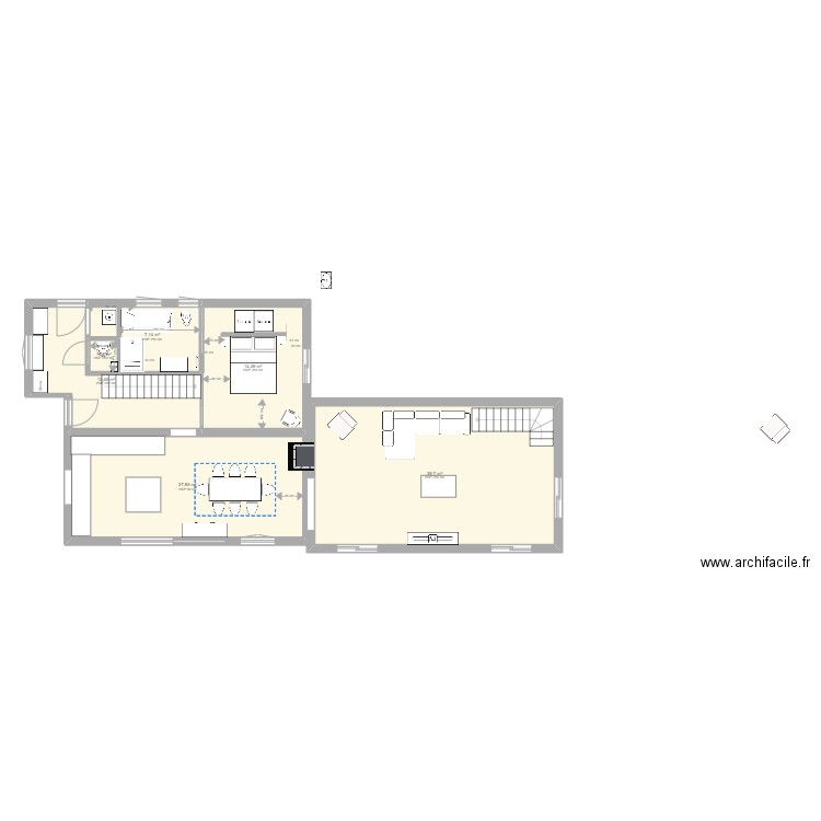 Rez de chaussée. Plan de 10 pièces et 156 m2