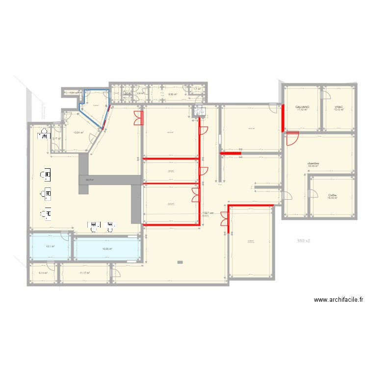 LYON 32  1er étage  Propo V2. Plan de 24 pièces et 548 m2