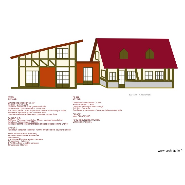 PLAN D'ENSEMBLE FACADE SUD SAPIL. Plan de 35 pièces et 83 m2