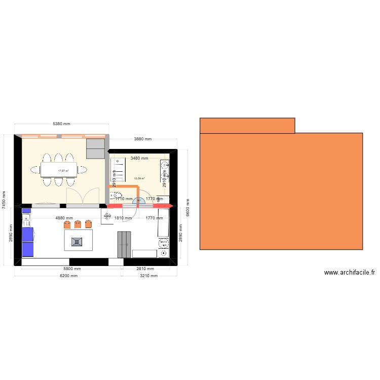 transformation nous. Plan de 2 pièces et 28 m2