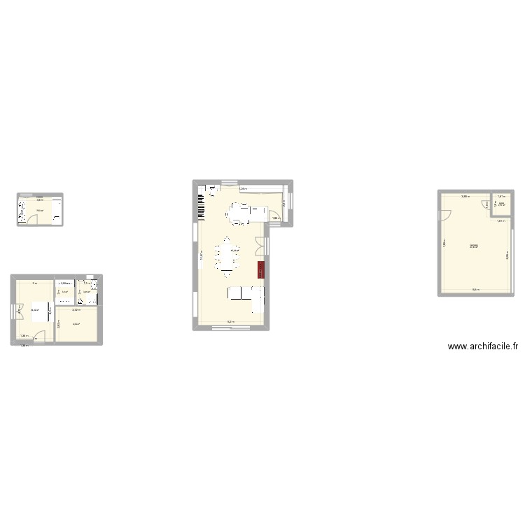 Chambre rez de jardin v2. Plan de 8 pièces et 143 m2