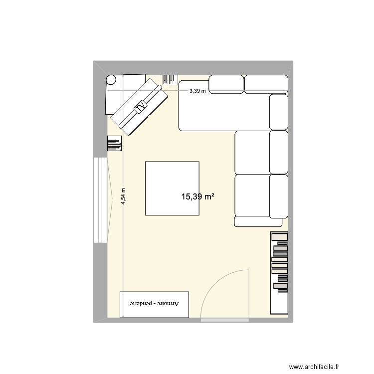 SALON. Plan de 1 pièce et 15 m2