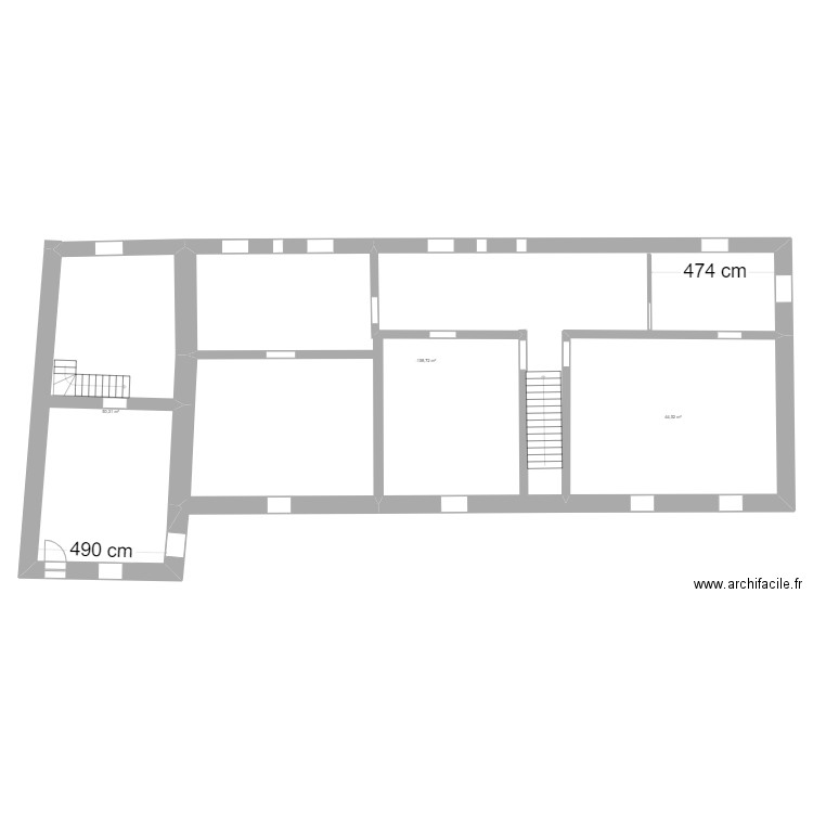 LES BRISSES EDL  1 ETAGE SANS COTE. Plan de 3 pièces et 233 m2