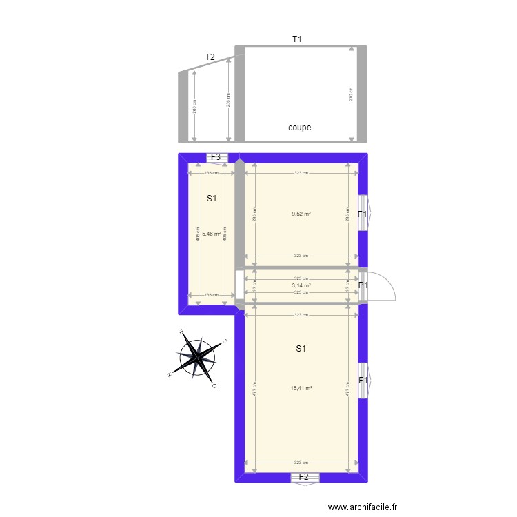 HMIDA. Plan de 5 pièces et 37 m2