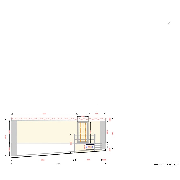 porte + escalier. Plan de 6 pièces et 22 m2