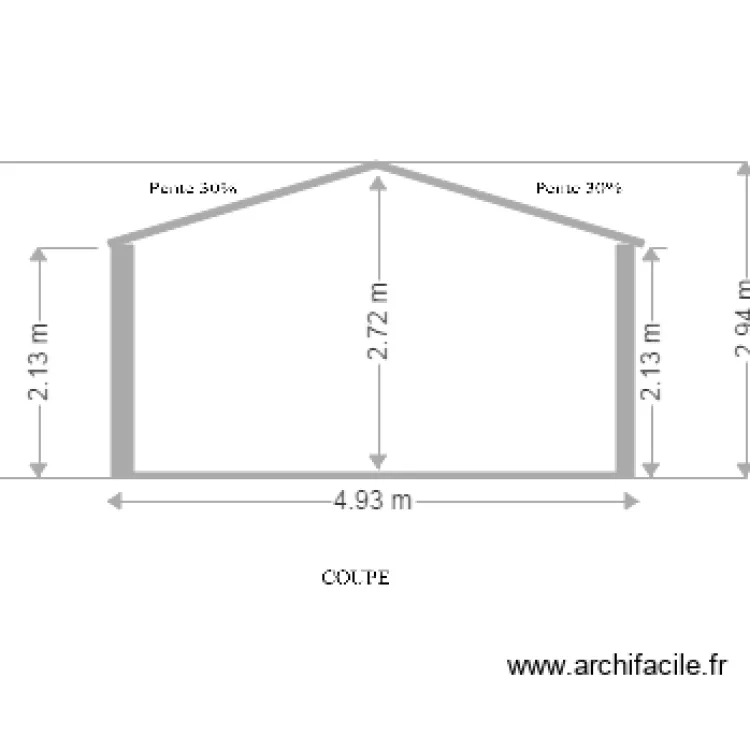 PLAN DE COUPE GARAGE EN BORDURE. Plan de 