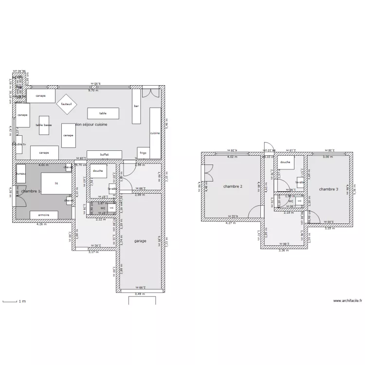 maison moderne rez de chaussee et etage. Plan de 
