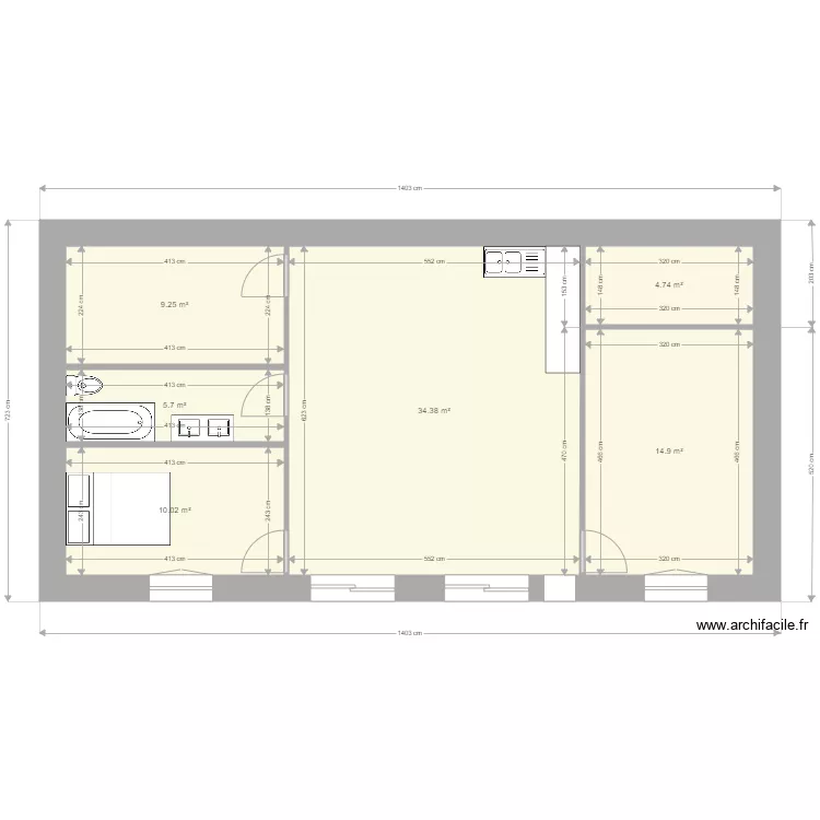 maison 80m2. Plan de 