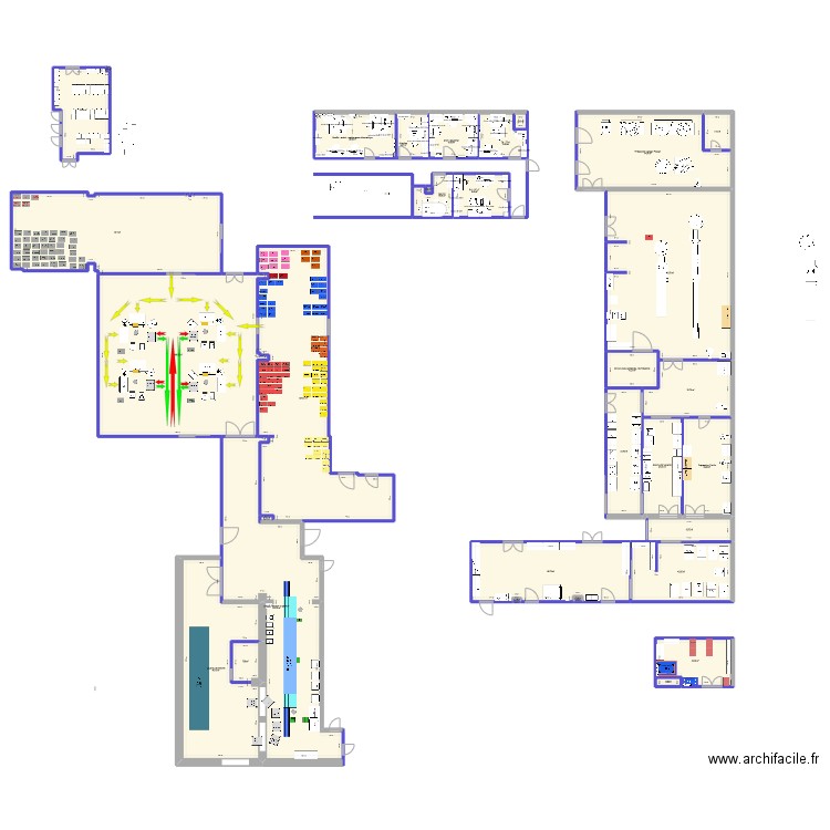 Projet Cuisines HL v27. Plan de 32 pièces et 1343 m2